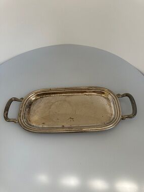 Silver-Tone Serving Tray with Handles
